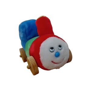 Vintage 80s Eden  Toys 8" Plush Train W/ Moving‎ Wooden Wheels